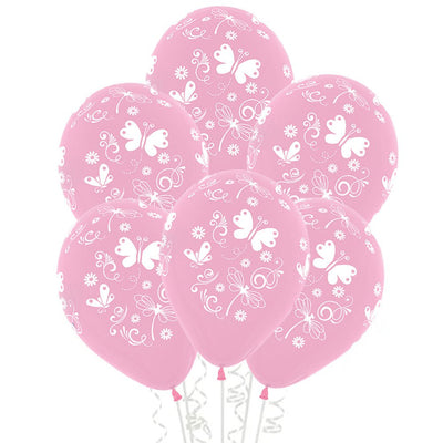 Butterflies And Dragonflies Fashion Pink Latex Balloons 6 Pack Payday Deals