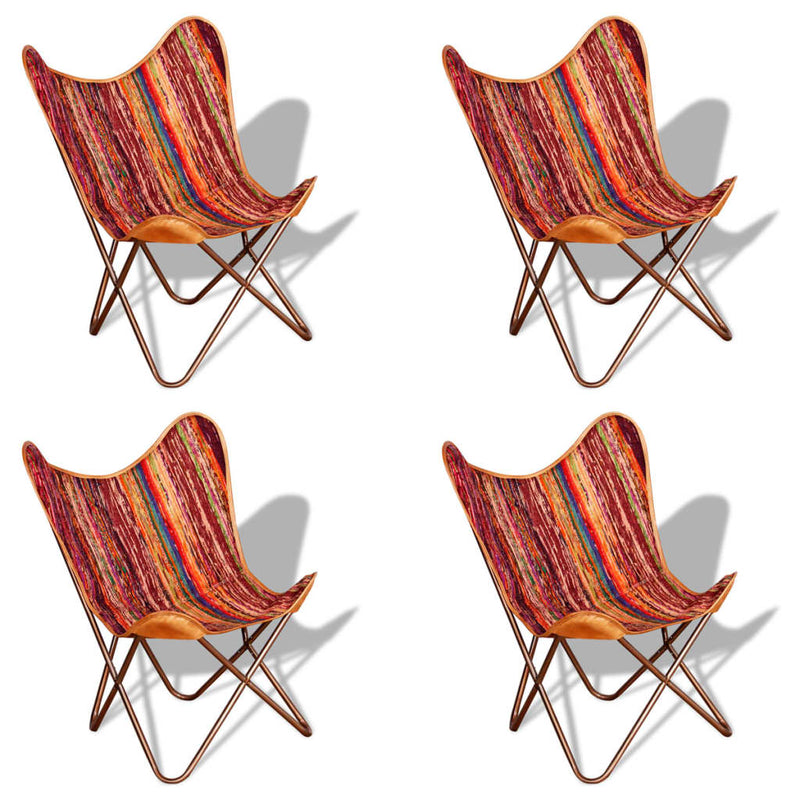 Butterfly Chairs 4 pcs Multicolour Chindi Fabric Payday Deals