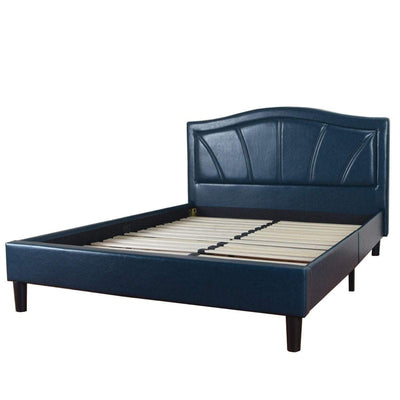 Camberwell Queen Bed Blue PU Leather Upholstered