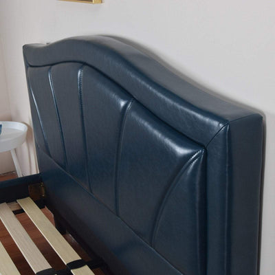 Camberwell Queen Bed Blue PU Leather Upholstered