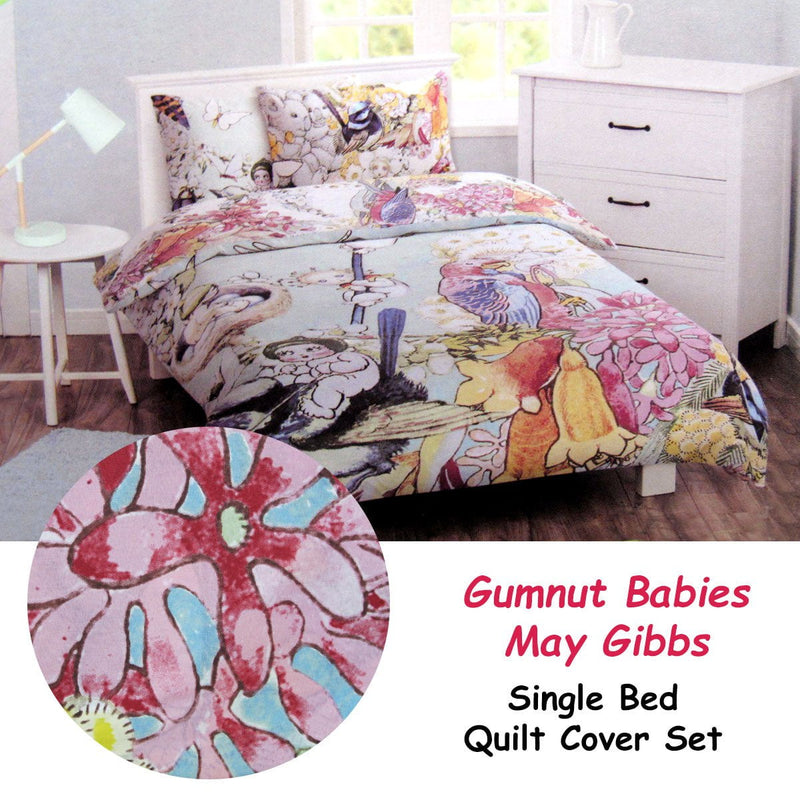 Caprice May Gibbs Gumnut Babies Licensed Quilt Cover Set Single Payday Deals