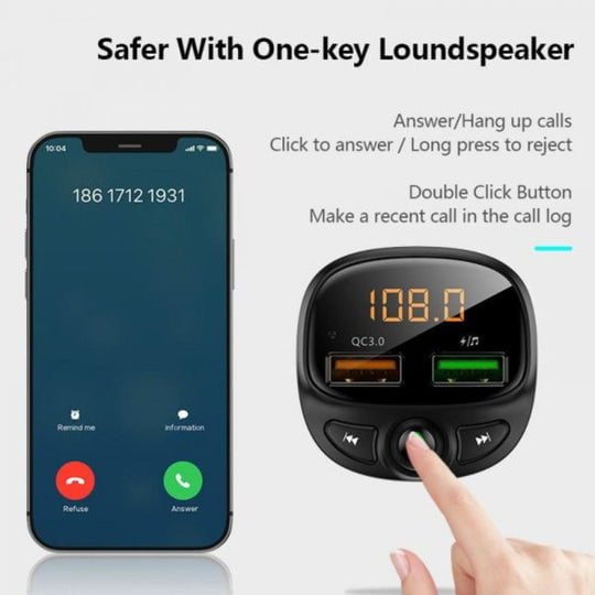 Car Bluetooth FM Mp3 Transmitter USB Phone Quick Charger Payday Deals