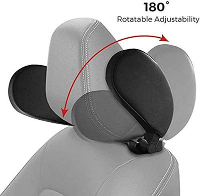 Car Travel Headrest 180°Adjustable and Washable Pillow PU Lether Payday Deals