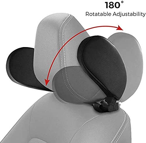 Car Travel Headrest 180°Adjustable and Washable Pillow PU Lether Payday Deals