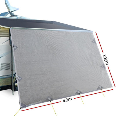 Caravan Privacy Screens Roll Out Awning 4.3X1.95M End Wall Side Sun Shade Screen Payday Deals