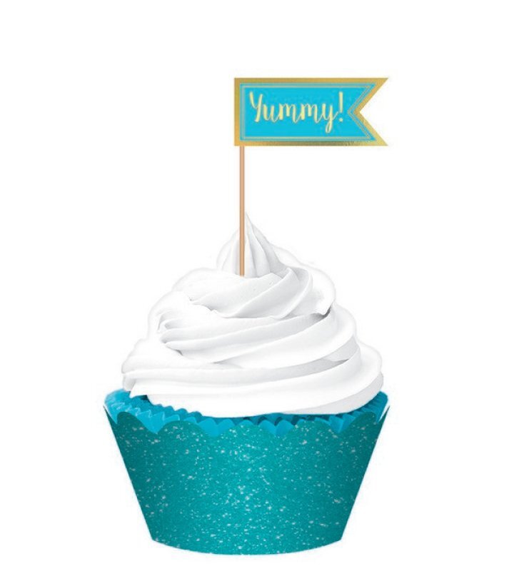 Caribbean Blue Glittered Cupcake Kit 24 Pack Payday Deals