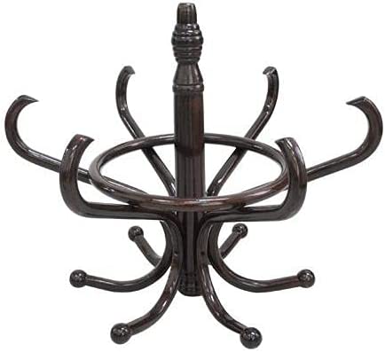 CARLA HOME Brown Coat Rack with Stand Wooden Hat and 12 Hooks Hanger Walnut tree Payday Deals