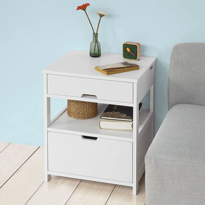 CARLA HOME White Bedside Table with 2 Drawers Payday Deals