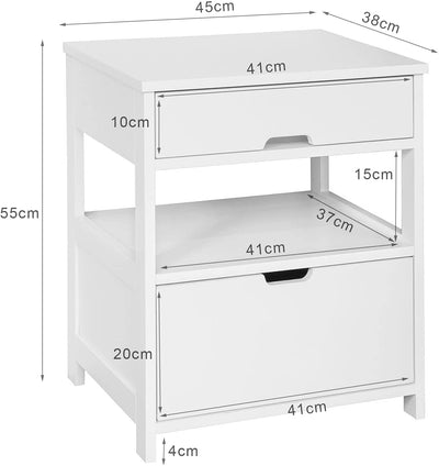 CARLA HOME White Bedside Table with 2 Drawers Payday Deals