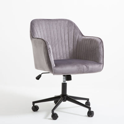 Casa Decor Arles Velvet Office Chair Mid Back Swivel Height Adjustable Grey