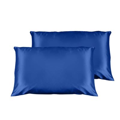 Casa Decor Luxury Satin Pillowcase Twin Pack Size With Gift Box Luxury  - Navy Blue