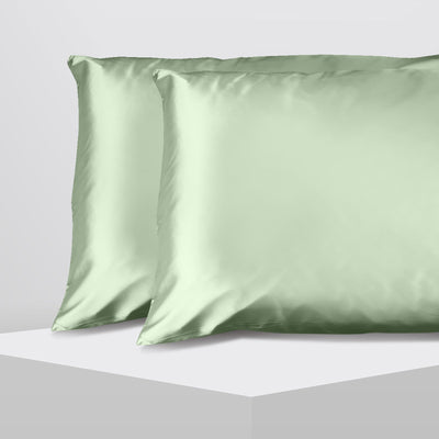 Casa Decor Luxury Satin Pillowcase Twin Pack Size With Gift Box Luxury - Sage Green Payday Deals