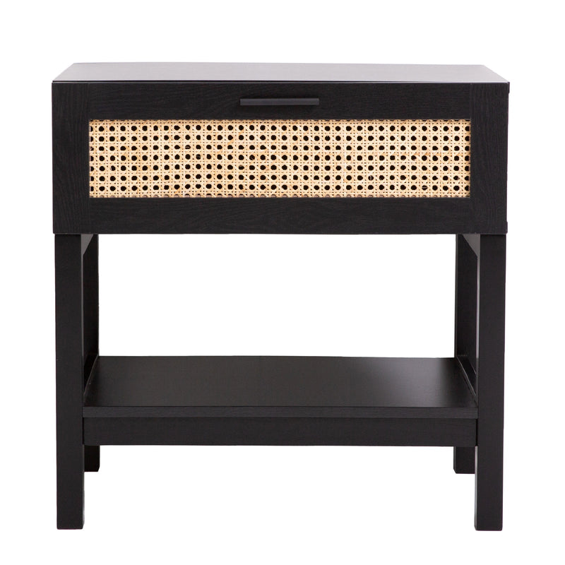 Casa Decor Tulum Rattan Bedside Table Drawers Table Nightstand Cabinet Black Payday Deals