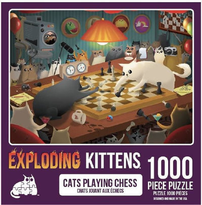 Cats Playing Chess 1000 Piece Puzzle