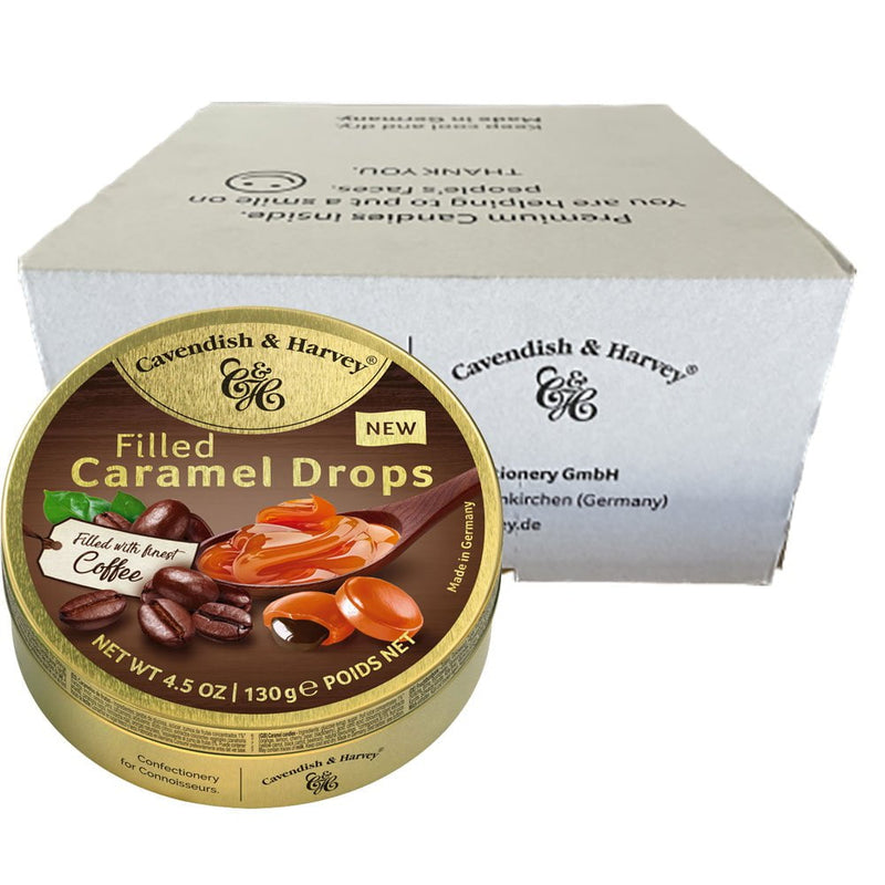 Cavendish and Harvey Caramel With Coffee Drops 130g Tin Sweets Candy Lollies x 12 Payday Deals