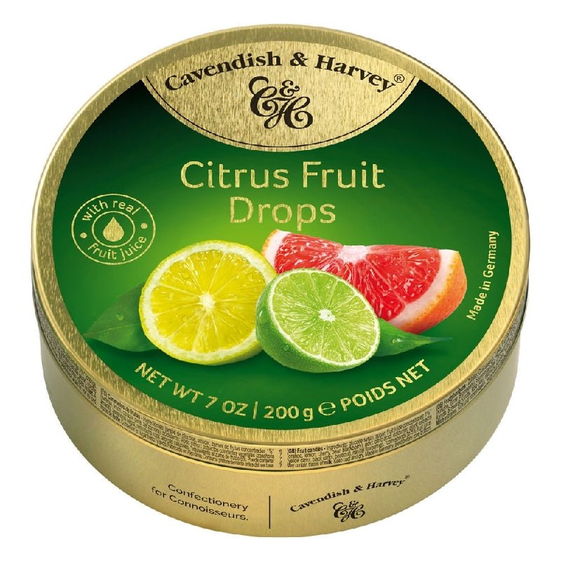 Cavendish and Harvey Citrus Fruit Drops 200g Tin Sweets C&H Candy Lollies Payday Deals