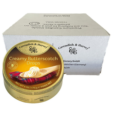 Cavendish and Harvey Creamy Butterscotch Drops 175g Tin Sweets Candy Lollies x 10