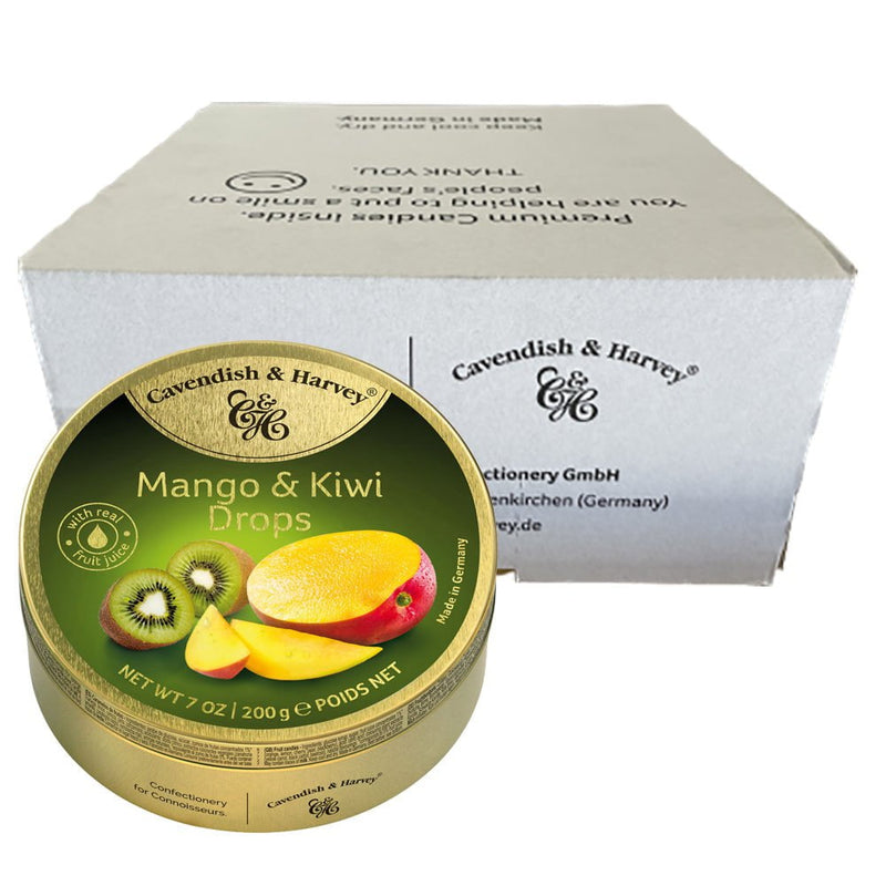 Cavendish and Harvey Mango & Kiwi Drops 200g Tin Sweets Candy Lollies x 10 Payday Deals