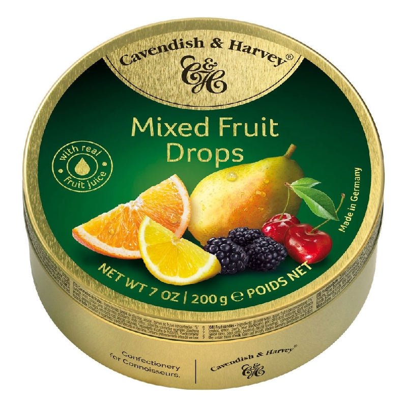 Cavendish and Harvey Mixed Fruit Drops 200g Tin Sweets C&H Candy Lollies Payday Deals