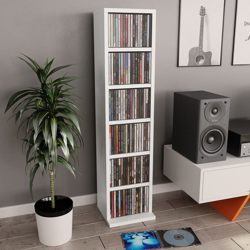 CD Cabinet White 21x20x88 cm Engineered Wood Payday Deals