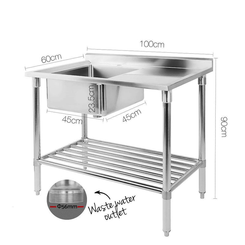 Cefito 100x60cm Commercial Stainless Steel Sink Kitchen Bench Payday Deals