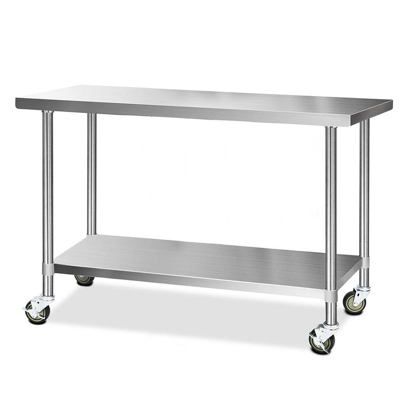 Cefito 304 Stainless Steel Kitchen Benches Work Bench Food Prep Table with Wheels 1524MM x 610MM Payday Deals