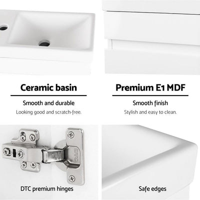 Cefito 400mm Bathroom Vanity Basin Cabinet Sink Storage Wall Hung Ceramic Basins Wall Mounted White Payday Deals