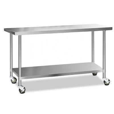 Cefito 430 Stainless Steel Kitchen Benches Work Bench Food Prep Table with Wheels 1829MM x 610MM Payday Deals