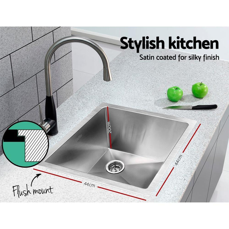 Cefito Stainless Steel Kitchen Sink 440X440MM Under/Topmount Sinks Laundry Bowl Silver Payday Deals