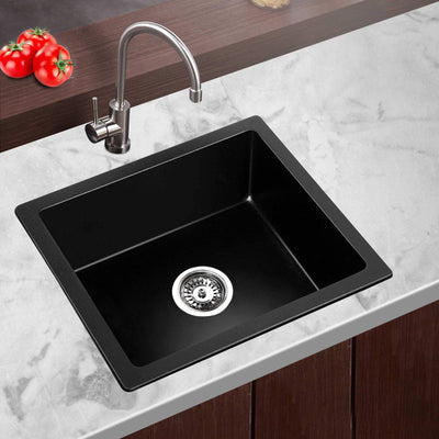 Cefito Stone Kitchen Sink 460X410MM Granite Under/Topmount Basin Bowl Laundry Black
