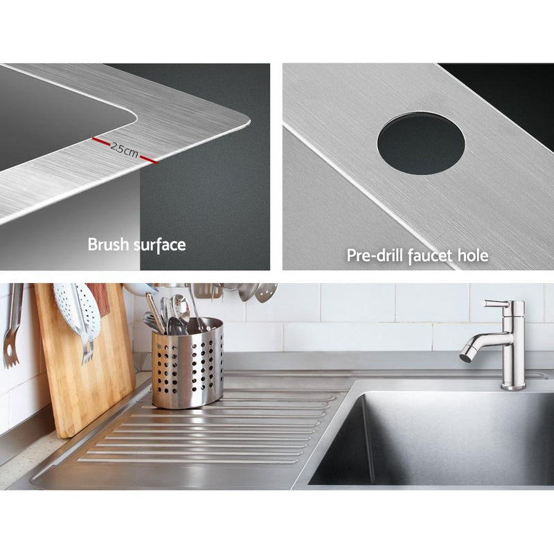 Cefito Stainless Steel Kitchen Sink 530X500MM Under/Topmount Sinks Laundry Bowl Silver Payday Deals