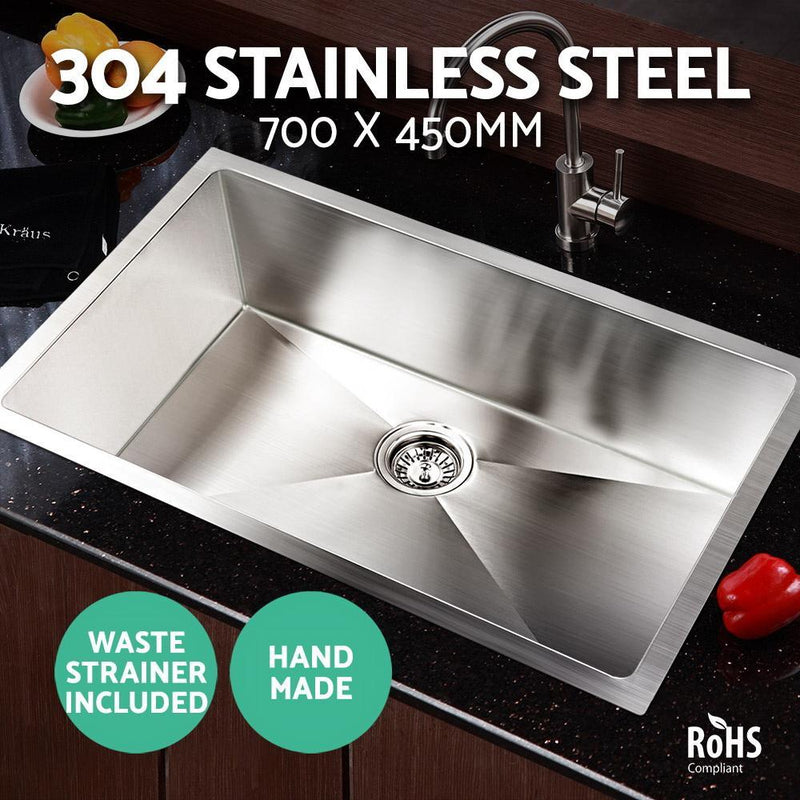 Cefito Stainless Steel Kitchen Sink 700X450MM Under/Topmount Sinks Laundry Bowl Silver Payday Deals