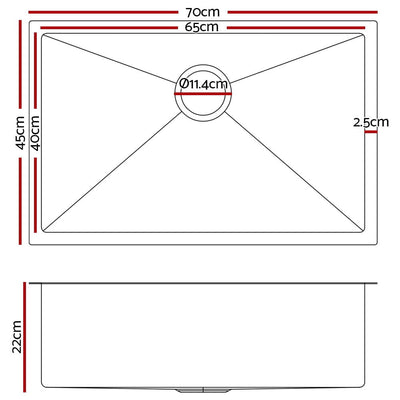 Cefito 70cm x 45cm Stainless Steel Kitchen Sink Under/Top/Flush Mount Black Payday Deals