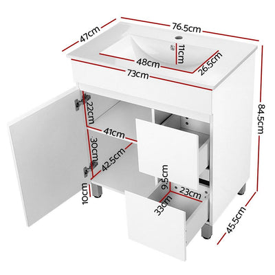 Cefito 750mm Bathroom Vanity Cabinet Unit Wash Basin Sink Storage Freestanding White Payday Deals