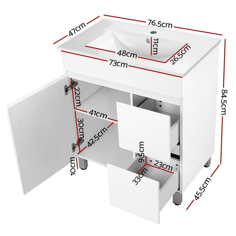 Cefito 750mm Bathroom Vanity Cabinet Unit Wash Basin Sink Storage Freestanding White Payday Deals