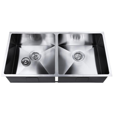 Cefito Stainless Steel Kitchen Sink 865X440MM Under/Topmount Laundry Double Bowl Silver Payday Deals
