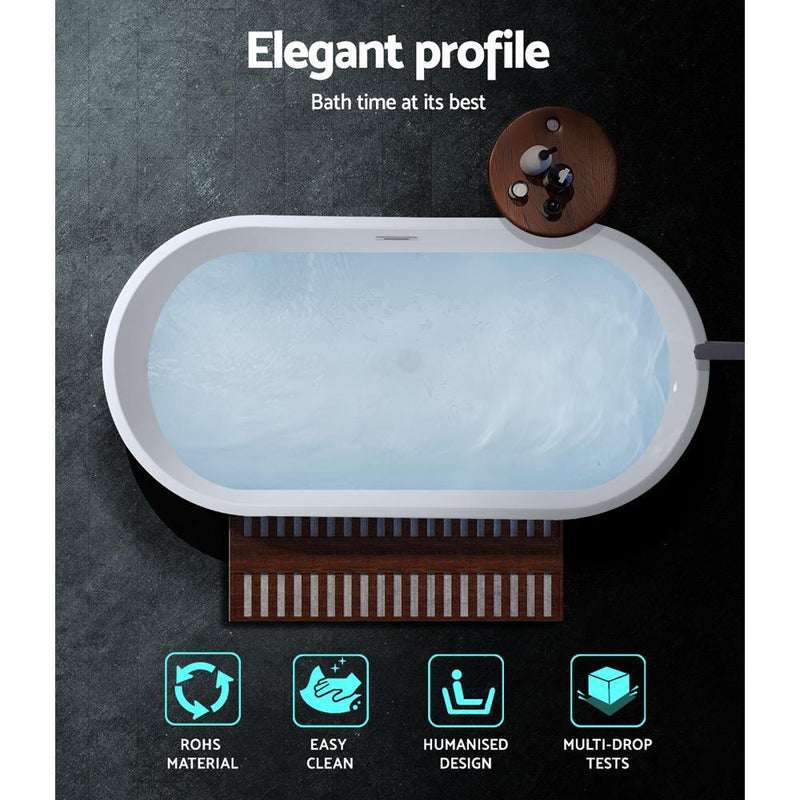 Cefito Bathroom Free Standing Bath Tubs Acrylic Gloss White SPA Tubs 170X80X58CM