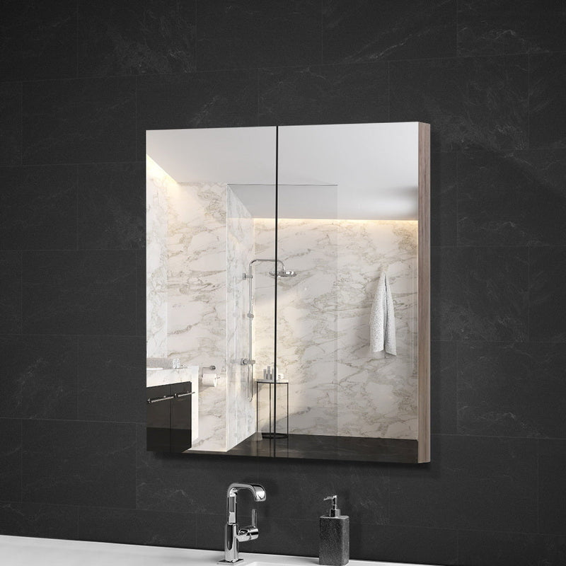 Cefito Bathroom Mirror Cabinet Vanity Medicine Shave Wooden Natural 600mm x720mm Payday Deals