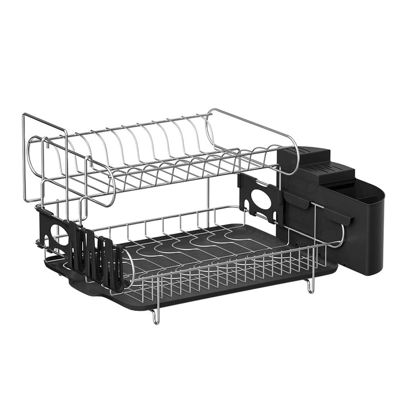 Cefito Dish Rack Drying Drainer Cup Holder Cutlery Tray Kitchen Organiser 2-Tier Payday Deals