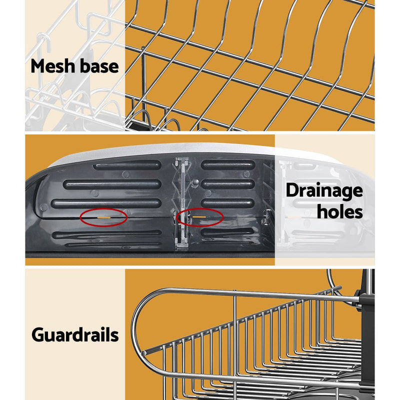 Cefito Dish Rack Drying Drainer Cup Holder Cutlery Tray Kitchen Organiser 2-Tier Payday Deals