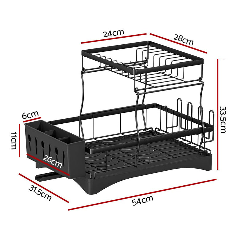 Cefito Dish Rack Expandable Drying Drainer Cutlery Holder Tray Kitchen 2 Tiers Payday Deals