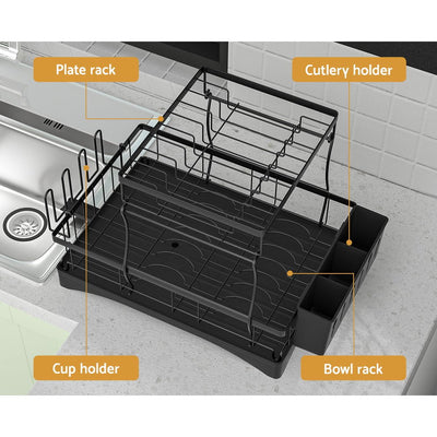 Cefito Dish Rack Expandable Drying Drainer Cutlery Holder Tray Kitchen 2 Tiers Payday Deals