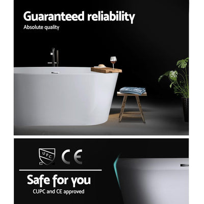 Cefito Free Standing Bath Tubs Acrylic Bathroom Back To Wall SPA Tub 150x75x58CM