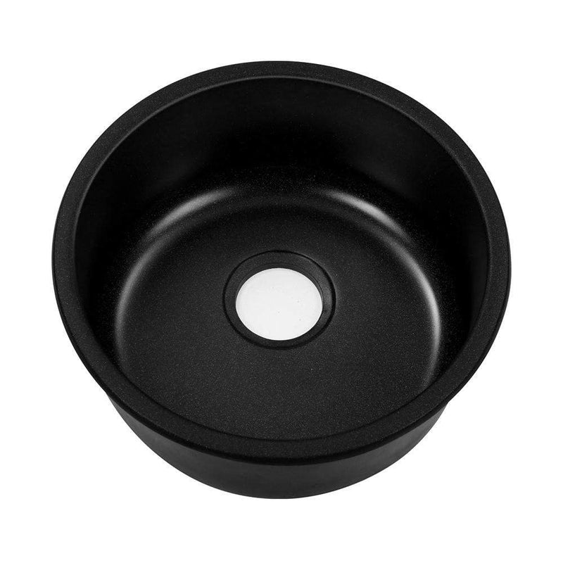 Cefito Granite Stone Kitchen Laundry Sink Bowl Top or Under mount Round 430x200mm Black