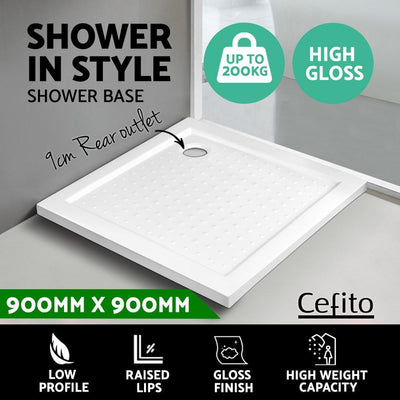 Cefito Shower Base Over Tray Acrylic ABS Square 900x900mm White