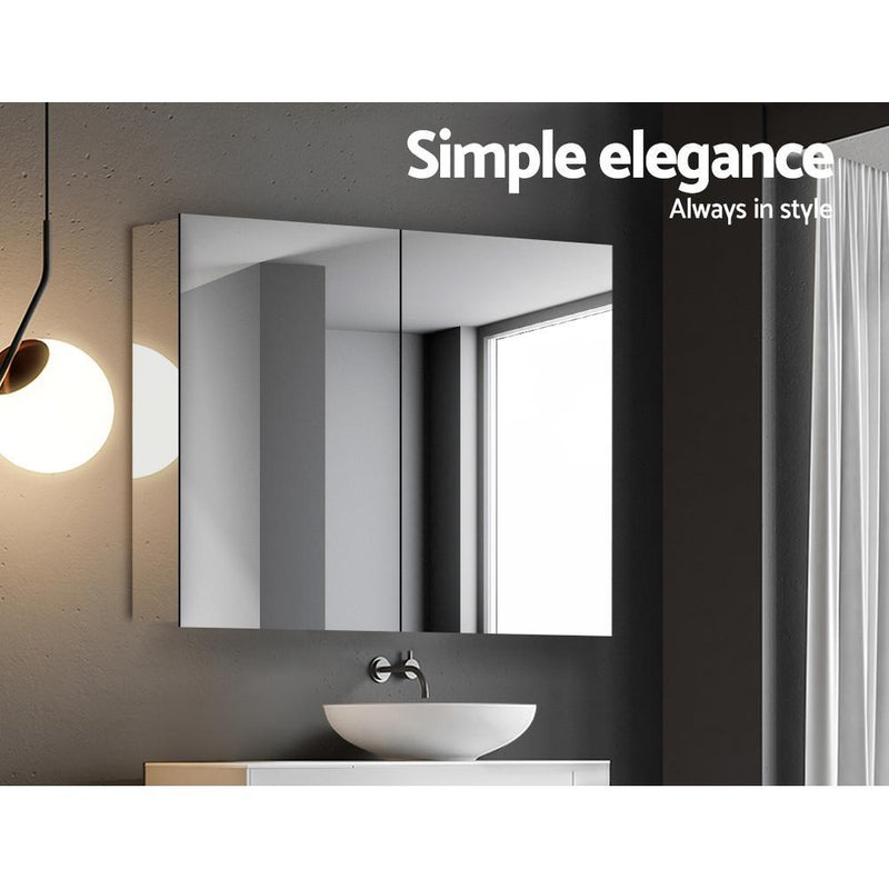 Cefito Stainless Steel Bathroom Mirror Cabinet Vanity Shaving Medicine Storage 750x720mm Silver