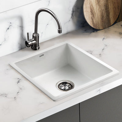 Cefito Stone Kitchen Sink 450X450MM Granite Under/Topmount Basin Bowl Laundry White Payday Deals