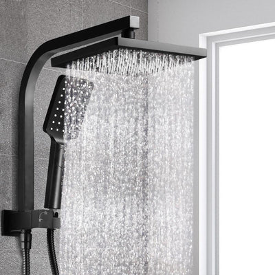 Cefito WELS 8'' Rain Shower Head Set Square Handheld High Pressure Wall Black Payday Deals