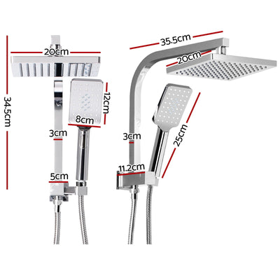 Cefito WELS 8'' Rain Shower Head Set Square Handheld High Pressure Wall Chrome Payday Deals