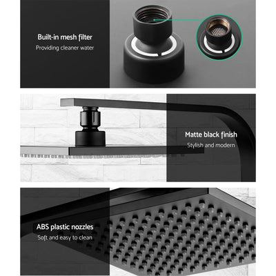 Cefito WElS 8'' Rain Shower Head Taps Square High Pressure Wall Arm DIY Black Payday Deals